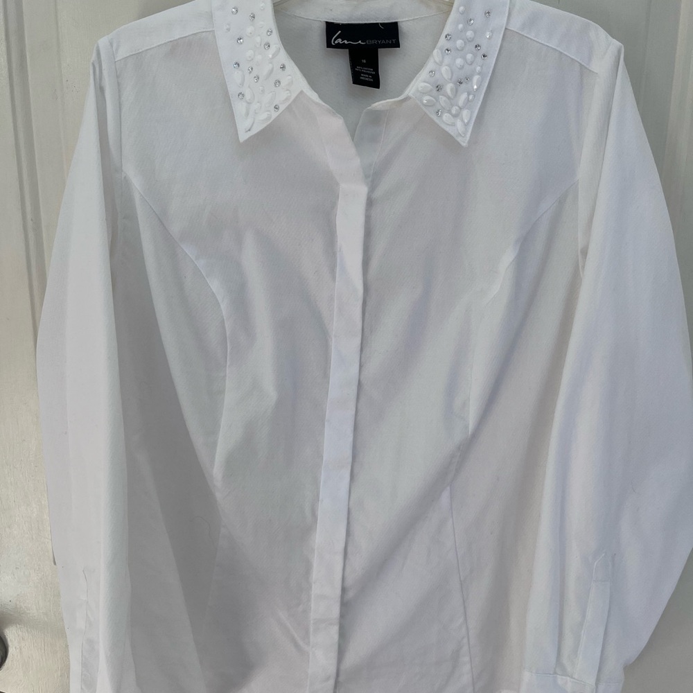 White Lane Bryant Blouse with Embellished Collar